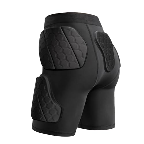 Football Padded Compression Shorts with Cup Pocket, 5 EVA Pads - size: Youth-S