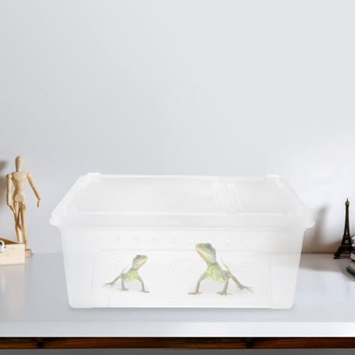POPETPOP Reptile Breeding Box Plastic Spider Enclosure : Reptile Feeding Box Spider Terrarium - Transparent Hatching Container for Lizard Gecko, 25.8X15.1X11cm
