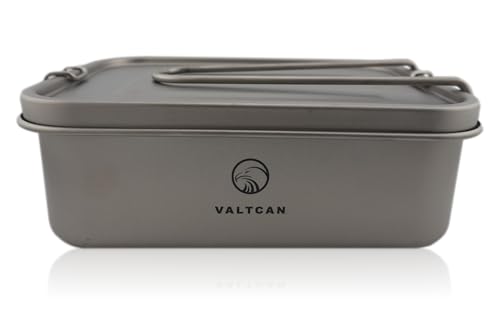 Titanium Lunch Bento Storage Box 1200ml 40 oz Grade 1 Airtight Locking Lid Leakproof Foldable Handle Reheatable on Fire Ultralight 254g Camping Office Meal Prep Food Container Dishwasher Safe