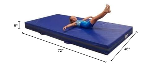 Team Sports 8" Gymnastics Skill Training Mat, 4'x8'x8", Blue Vinyl