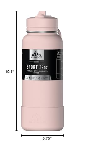 Hydrapeak 32oz Sport Insulated Water Bottle with Straw Lid, Leak & Spill Proof, Keeps Drinks Cold for 24 Hours, Hot for 12 Hours, Premium Stainless Steel Water Bottles (32oz, Blossom Pink) - color: Blossom Pink