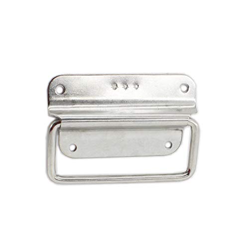 4 Pack Stainless Steel Wardrobe Handle, Foldable Boat Hatch Latch Cabinet Lifting Ring Pull Handle,Cabinet Pull Handle Accessories,Toolbox Door Chest Handle Large - size: Large
