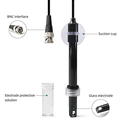 Replacement PH Probe Electrode Sensor with BNC Connector for Hydroponic Aquarium Laboratory Meter Controller Device, Low Impedance Corrosion-Resistant Tester Kit