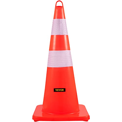 VEVOR Safety Cones, 12 x 28" Traffic Cones, Orange PVC