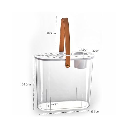 Jingzai202405 Aquariums Fish Bowl Transparent Acrylic Fish Tank with Breathable Lid and Easy to Move Carrying Handle Living Room Office Desktop Decorative Fish Tank Planter Fish Tanks(White) - color: White