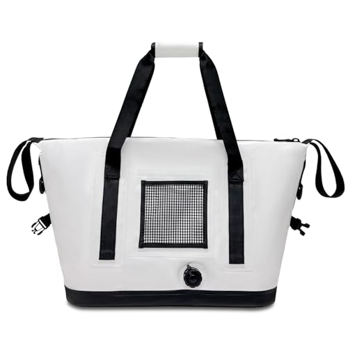 Buffalo Gear Fish Cooler Bag – 37Qt Seamless Insulation Fish Kill Bag, Keeps Ice Cold Up to 36 Hours, Foldable & Waterproof with Rod Attachment Straps & Gear Loops, White - color: White-37QT