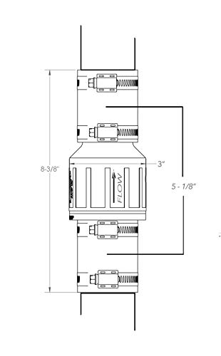 Silent Check Valve - 1-1/2" with Buna-N Couplings, Model CV-150, Spring-Loaded Flapper, Sump Pump Life Expectancy Increase, Includes Steel Clamps Fit 1-1/2″ Pipe - size: 1.5 Inches