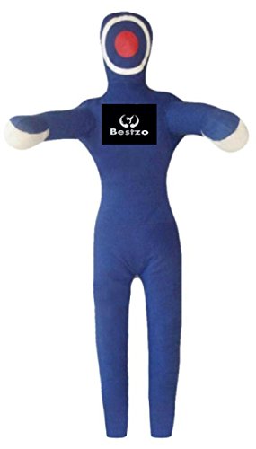 Bestzo MMA Jiu Jitsu Judo Punching Bag Grappling Dummy Blue Standing Position -Unfilled - color: Synthetic Leather Blue, size: 70 inches (6 ft)