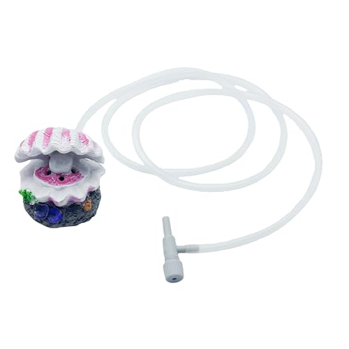 Fish Tank Bubbler Decorations,Mini Cute Pink Shell Decor,Aquarium Decor with Air Stone for Small Fish Tank Bubblers