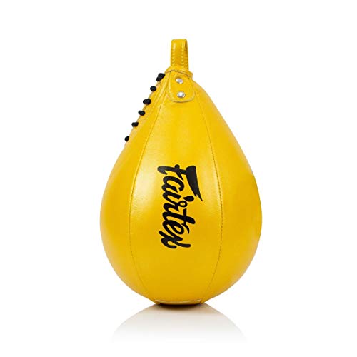Fairtex SB2 Microfiber Muay Thai Boxing Speed Bag | Compact synthetic hide shell with dense multi-layered foam interior. Four-inch target refines strike velocity and precision - color: Gold