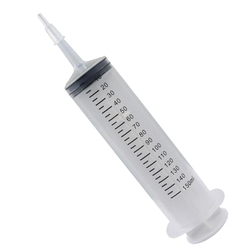 150ml Syringes Without Needle, 4 Pack Plastic Syringe with Cap for Pet Feeding, Scientific Labs, Glue, Oil & Precise Liquid Measurement - size: 150ml