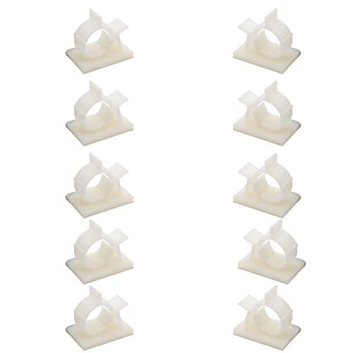 EZRODI 10 Pack 1/4" RO Mounting Clips Adhesive Locking Clamps White Cable Organizer (10, 1/4" Tubing O.D.)