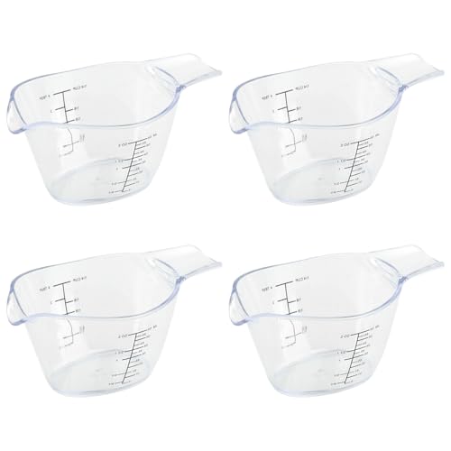 4 Pack Small Measuring Cups, 2oz/60ml Mini Measuring Cup with tsp/Tbsp/oz/ml Markings, Double-Sided Clear Easy-Read Scale for Kitchen, Resin, DIY, Beauty Mixing