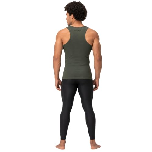 DEVOPS 3 Pack Men's Muscle Dry Fit Compression Tank Top Sleeveless Shirt - color: Black / Olive / Navy, size: Small