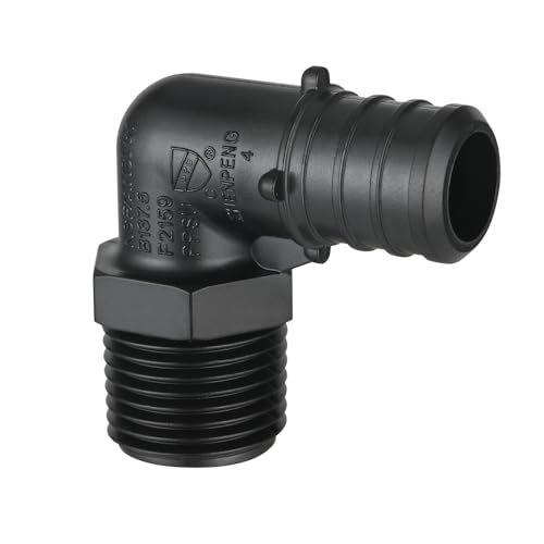5-Pack EFIELD Poly PPSU Barb Crimp 3/4" Pex X 1/2" Male NPT Elbow Adapter Fittings, ASTM F2159 (3/4"x1/2"),(PPSU1807107) - size: 3/4"X 1/2" P5, style: Male Elbow