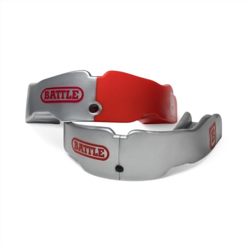 Battle Sports 2-Pack Mouthguard - Maximum Protection and Breathability, Strapless Braces-Friendly - Adult & Youth - Pack of 2 - color: Red/Silver, size: Adult (Age 10 & Up)