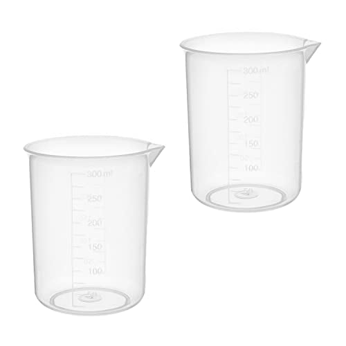 Othmro Measuring Cup 250ml Plastic Graduated Beaker Transparent for Lab Kitchen Liquids 2pcs - color: 250ml 2Pcs