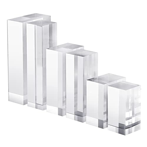 CiaoHER 2in Thickness Solid Acrylic Cube Display Block 2"x2"x8" | Clear Polished, Pedestal Stand Riser, Solid Base, 1 Pack