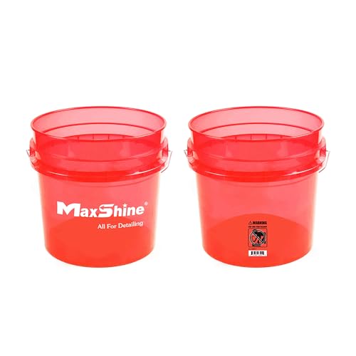 Maxshine 3.5 Gallon Universal Detailing Bucket (Red) – Car Wash Bucket for Scratch-Free Washing – Garage Storage & Auto Detailing Tool Holder – Holds Soap, Foam Cannon, Brushes, Microfiber Towels