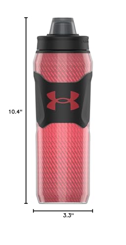 Under Armour 28oz Playmaker Squeeze Insulated 2 - Sports Water Jug, Leak Resistant for Baseball, Football & More, Red Dash - color: Red Dash