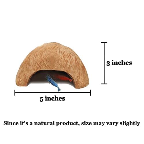 SunGrow Coconut Aquarium Shrimp Cave, Small Fish Tank Decorations Accessories, Comfortable Shelter and Breeding Area for Crustaceans, Fish Hideout Aquarium Décor for Spawning (1 piece)