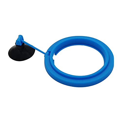 Fish Feeding Ring Floating Food Feeder Circle with Suction Cup Easy to Install Aquarium (Round) - color: Round