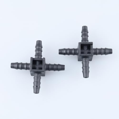 AC PERFORMANCE 5mm Barbed Cross Pipe Hose Connector Hose Joiner Tubing Splitter 4 Way, Pack of 2