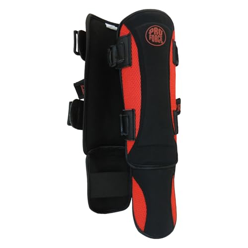 ProForce Martial Arts Combat Tactical Shin & Instep Guard - color: Black/Red, size: Small