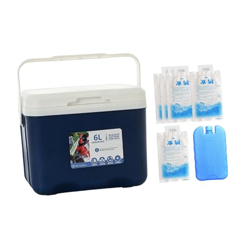 Menolana Camping Cooler, Ice Box Chest, for Freeze/Hot Food 6 L with Ice Pack Cold Storage Case for Yard Camping Beach Hiking Fishing - color: Blue