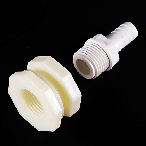uxcell Bulkhead Fitting Adapter 12mm Barbed x G1/2 Female ABS White for Aquariums, Water Tanks, Tubs, Pools 4Pcs - size: G1/2