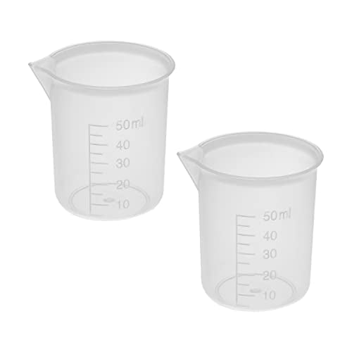 Othmro Measuring Cups 50ml PP Plastic Graduated Beaker Transparent for Lab Kitchen Liquids 6pcs - color: 50ml 6Pcs