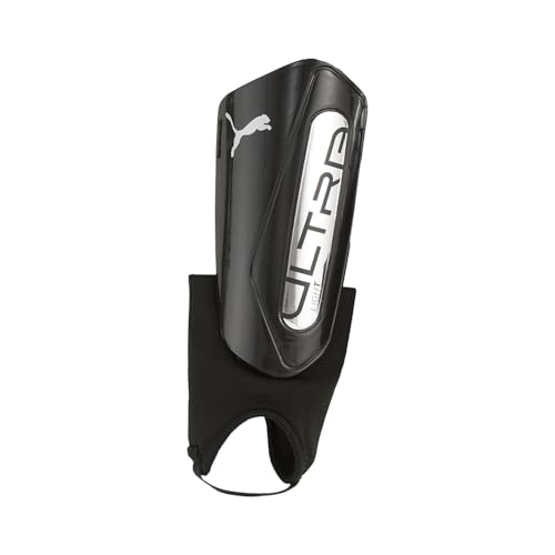 PUMA Mens Ultra Light Ankle Shinguards Soccer Cleats - color: PUMA Black-PUMA Silver SS25, size: Large