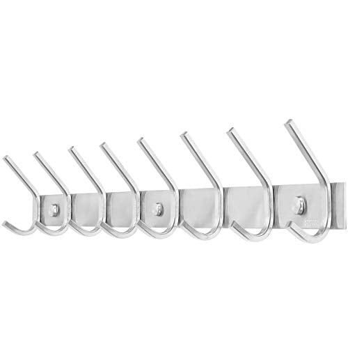 WEBI Heavy Duty 24 Inch SUS 304 Coat Bath Towel Hook Hanger Rail Bar with 8 Hooks,Brushed Finish,for Bedroom,Foyers,Hallways Home Office Storage Organization, C-CBG08 - size: 8 Hooks