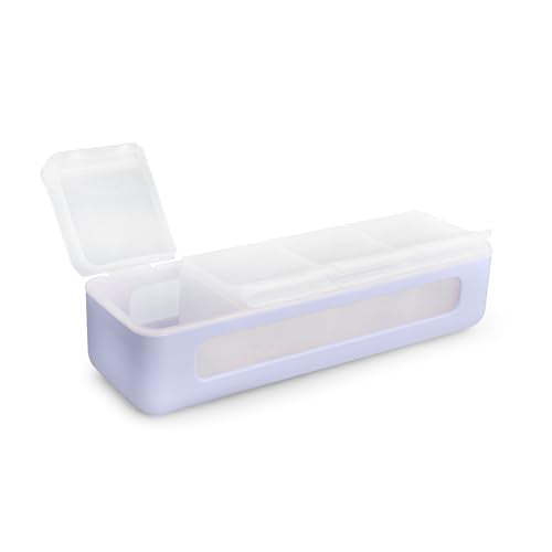 melii Snackle Box – 4 Separate Compartments with Lids, Divided Snack Container, Food Storage for Kids and Adults, Arts & Crafts, Beads, BPA-Free, Purple