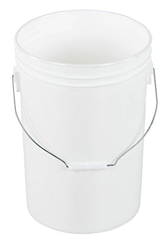 Vestil PAIL-6-PWS Plastic Open Head Pail with Steel Handle, 6 Gallon Capacity, White (Pack of 3) - size: One Size (Pack of 3)