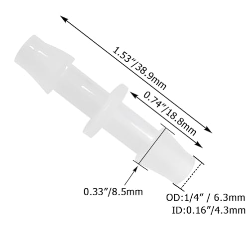 Plastic Hose Barb Fitting 1/4" x 1/4" Pipe Connectors Joint Splicer Mender Adapter Union for Aquarium Household Adapters Fuel Gas Liquid Air (Pack of 10) - size: 1/4 Inch-10pcs