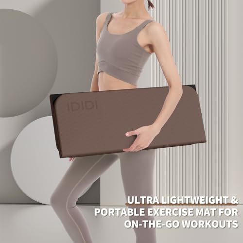 Foldable Exercise Pad Extra Thick 1.2" x 14" x 24" - color: Dark brown+black