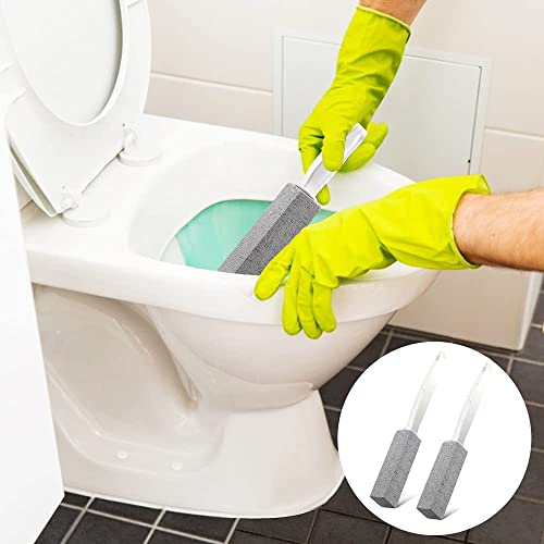 Kadden 2 Pack Toilet Cleaner Hard Water Build up Remover with Ergonomic Handle, Pumice Stone Cleanning Tool Stain Hard Water Ring Cleaner for Toilet, Pool, Bathroom, Sink - style: Long Handle