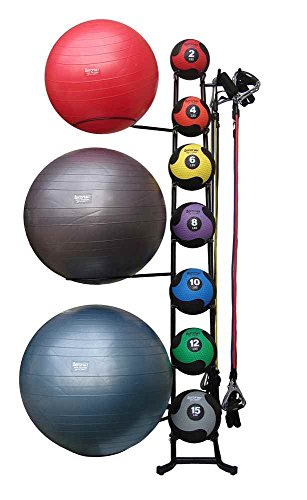 Aeromat Exercise Ball Rack Stand - Compact Medicine Ball Rack for Stability, Slam, and Weighted Balls - Steel Club and Yoga Ball Storage Rack for Home or Gym Organization - Durable Space-Saving Design