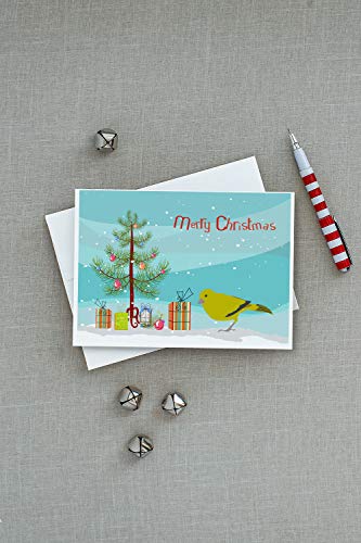Caroline's Treasures CK4482GCA7P London Canary Merry Christmas Greeting Cards and Envelopes Pack of 8 Blank Cards with Envelopes Whimsical A7 Size 5x7 Blank Note Cards - style: Birds - London Canary