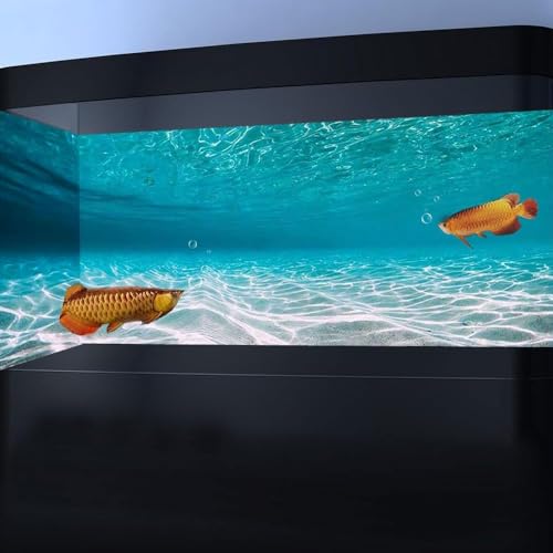 48X18IN Natural Undersea Aquarium Background, Undersea Beach Fish Tank Background, with 8 EVA Double-Sided Tape - color: Sea, size: 48X18in/120X45cm