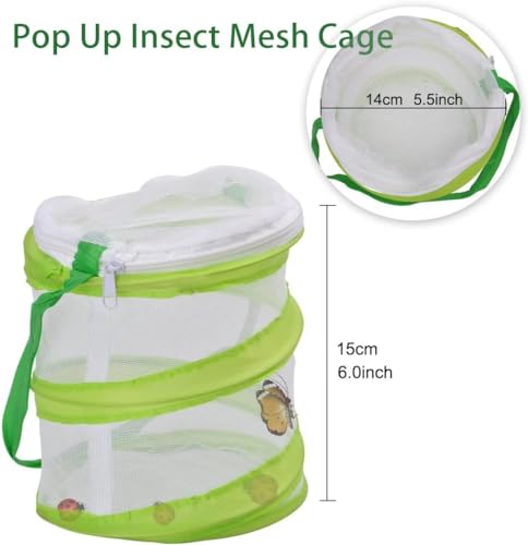 Telescopic Butterfly Nets for Kids Butterfly Catchers for Kids Insect Catching Nets, Great for Catching Insects Bugs Fishing, 3 Packs Catching Nets, Pop up Mesh Cage, Tweezers, Extendable 34 inches
