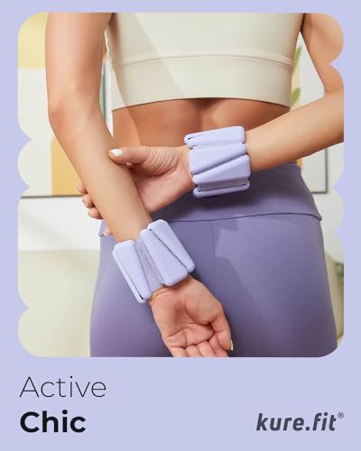Pilates Wrist & Ankle Weights | Adjustable Weighted Bangles | 1LB/2LB Each - color: Lilac, size: 1 LB