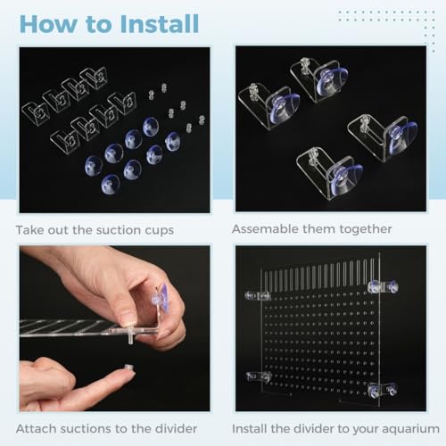 Acrylic Fish Tank Divider, Clear DIY Easy Install Isolation Board with Suction Cups, Aquarium Partition for Fish, Measures 15.74 X 11.81