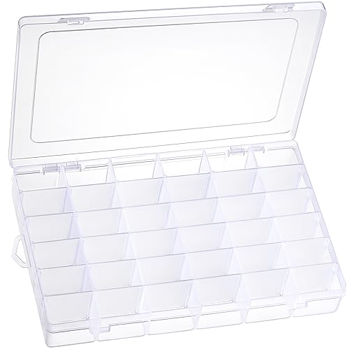 1 Pack 36 Grids Clear Plastic Organizer Box with Adjustable Dividers, Small Craft Organizers and Storage, Compartment Container for Bead, Nail, Jewelry, Art, DIY Crafts, Fishing Tackle, Small Items