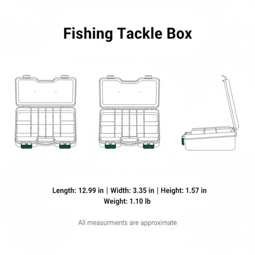 Portable Fishing Tackle Box with Handle, Durable PVC Storage Case for Lures and Hooks, 13 x 3.3 x 1.6 Inches - color: Clear