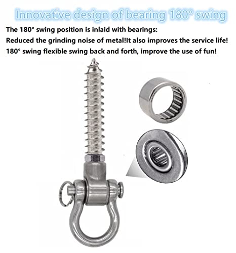 2 Permanent Anti Rust Bearing Hanger Heavy Duty, 1500 LBS, 180° Swing Hardware, for Yoga Hammock Chair sandbag Playground Accessories - size: 5.5"of 2 Pack