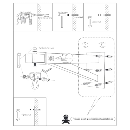 Heavy Bag Mount Wall Boxing Bag Hanger, Adjustable Punching Bag Mount, Heavy Duty Boxing Bag Bracket for Home Gym & Training