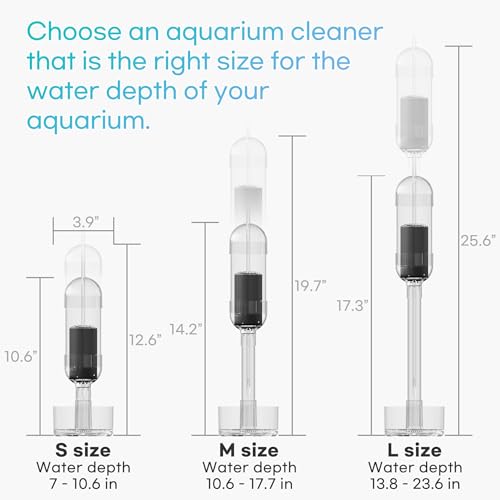 Aquarium Cleaner 2-in-1 – Medium (10.6–17.7 in Water Depth) | Air Pump Powered | Removes Debris on Top of the Substrate | Reduces Floating Fine Particles - size: Medium
