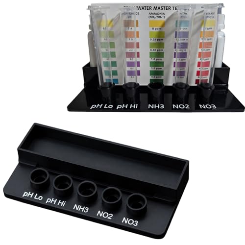 Freshwater Test Kit Stand Compatible with API | Labeled Acrylic Organizer for Aquarium Bottles | Stackable Display for Easy Access